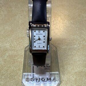 Sonoma Black Leather Watch - Adjustable Band - Square Face